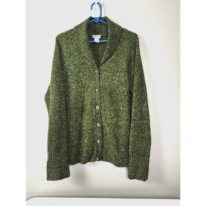 Fashion Big Green Boucle Cardigan 14/16W Chunky Knit Cozy Transition Layer Cabin